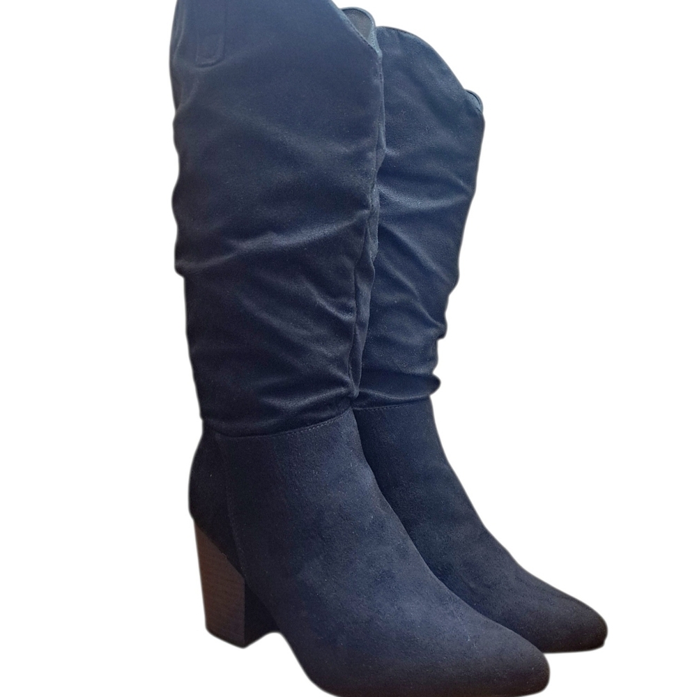Sugar Faux Suede Knee High Black Slouch Boots Women's Size 8 - Picture 4 of 13